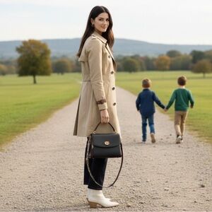 Coach Parker Leather Top Handle 32 Bag Snakeskin Embossed  BlackPurple Burgundy